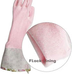 KINGFINGER Rubber Latex-Free Waterproof Dishwashing Gloves,2 Pair Medium Long Cuff Flock Lining Household Cleaning Gloves
