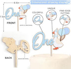 Wooden One Silly Goose 1st Birthday Cake Topper - Silly Goose First Birthday Decorations,Baby Girl 1st Party Decor (blue)