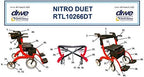 Replacement Tote Bag for Drive Drive Nitro Duet Rollator and Transport Chair Combination Unit Item # RTL10266DT - 1 Each - Part # 10266DT-12