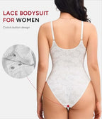 Nebility Lace Bodysuit for Women Tummy Control Shapewear V Neck Body Suits