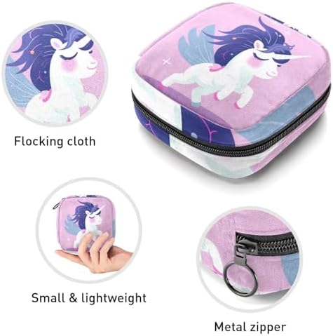 Sanitary Napkin Storage Bag,Period Bag,Pad Bag,Cartoon Cloud Rainbow Unicorn,Period Pouch