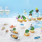 48pcs Edible Tropical Turtle Leaves Cupcake Toppers Wafer Paper Tropical Palm Leaves Cake Toppers For Hawaii Theme Jungle Party Cake Toppers Birthday Party Supplies