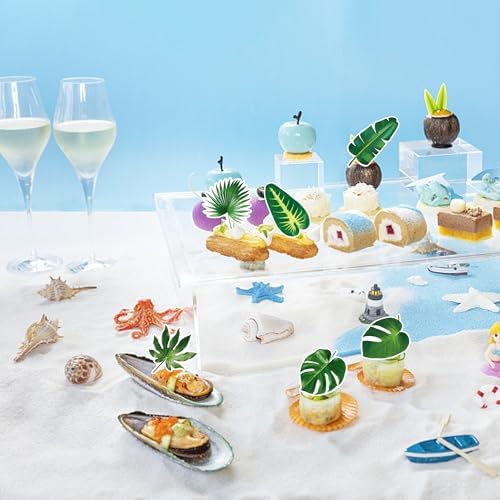 48pcs Edible Tropical Turtle Leaves Cupcake Toppers Wafer Paper Tropical Palm Leaves Cake Toppers For Hawaii Theme Jungle Party Cake Toppers Birthday Party Supplies