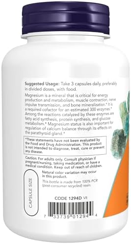 NOW Supplements, Magnesium Citrate, Enzyme Function*, Nervous System Support*, 120 Veg Capsules
