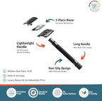 MERKUR 23B Double Edge Safety Razor - Black Long Knurled Brass Handle Made in Germany Plastic-Free Three Piece Design Closed Comb Straight Bar