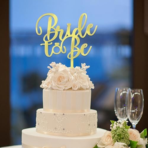 Mirror acrylic Bride to Be Cake Topper - Bridal Shower Cake Topper,for Wedding Shower;Engagement;Bachelorette;Hen Party Decorations (gold)