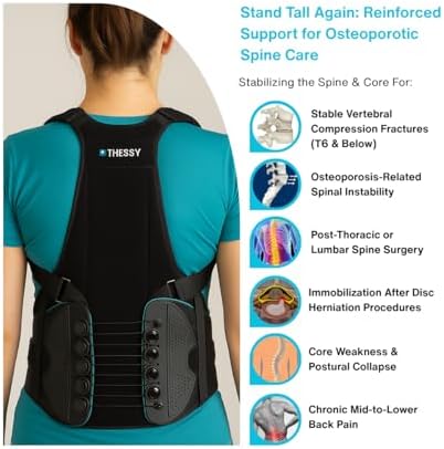 OSTEOFIX Thoracolumbar Spine Brace with Telescopic Aluminum Frame | Full T6–S1 Stabilization for Osteoporosis, Post-Surgical Recovery & Compression Fractures | Chest Strap & Effortless Core Compression System | Extra Large