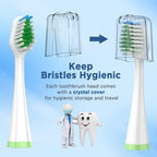 Replacement Brush Heads for Smile Bright Platinum Sonic Electric Toothbrush, Soft Bristles, 5-Pack, with Covers