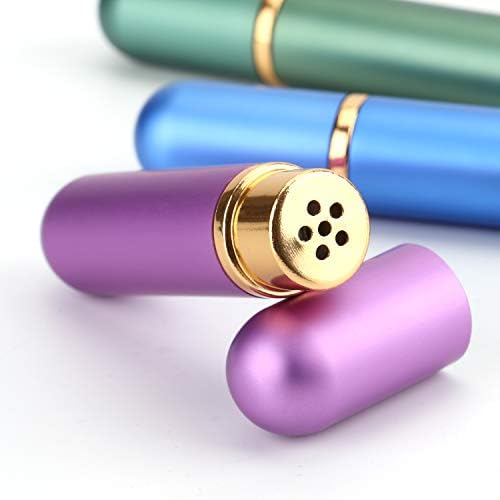 Bekith Set of 8 Colors Empty Essential Oil Personal Inhaler Refillable Aromatherapy Nasal Inhaler Tubes Aluminum and Glass, Portable Nasal Inhalers with 20 Cotton Wicks