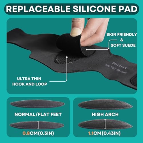 Arch Support Brace, for Plantar Fasciitis Relief, Arch Supports Sleeve, w/Removable Foot Pads, Arch Support Bands with Inserts, Non Slip Archs Strap for High Archs, Fallen Arch