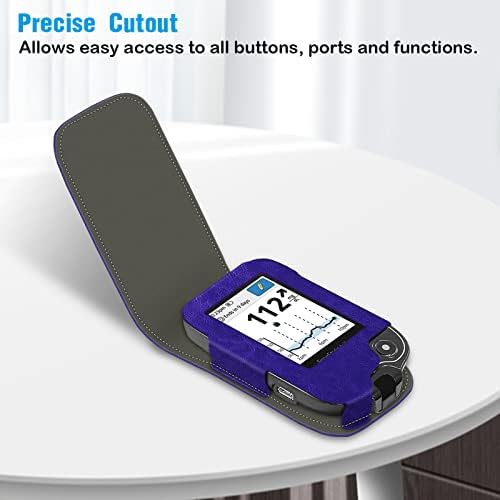 MEDMAX PU Leather Protective Case for Freestyle Libre 3 2 / Libre Reader, Lightweight Shockproof Diabetic Storage Carrying Case with Carabiner Clip and Handle (Purple)