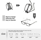 SKYOAK Evolved Folding Reading Glasses For Women Men Blue Light Blocking Anti UV Eyestrain Foldable Portable Compact Readers with Flat Hard Case Pocket Computer glasses 1.75 BLACK