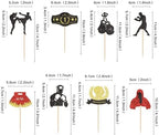 Ercadio 32 Pack Boxing Player Cupcake Toppers Black Red Glitter Boxing Gloves Cupcake Picks Boxer Gym Theme Baby Shower Birthday Party Cake Decorations Supplies