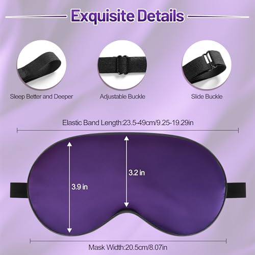 Sleep Mask, Silk Eye Mask for Sleeping with Adjustable Strap, Blindfold Eyeshade for Men & Women, Comfortable & Soft Eye Cover Eyeshade for Night Sleep (Dark Purple)