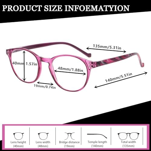 NORPERWIS 5 Pairs Reading Glasses - Standard Fit Spring Hinge Readers Glasses for Men and Women (Black Purple Red Blue Brown, 0.75)