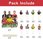 25pcs Soccer Cake Decorations with 1pcs Cake Topper, 24pcs Cupcake Toppers for Soccer Birthday Party Supplies.