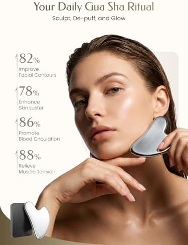 Stainless Steel Gua Sha Facial Tools, Guasha Tool for Face Acupuncture Therapy Trigger Point Treatment, Gua Sha Scraping Massage Tool
