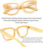 FEISEDY Retro Square Thick Big Frame Blue Light Blocking Reading Glasses Anti Glare Digital Eyestrain Reader B2523