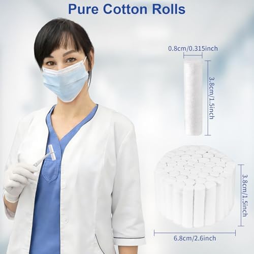 600 Pcs Nose Cotton Plugs, 1.5 Inch Absorbent Dental Cotton Rolls for Mouth Multi-Use Nose Cotton Plugs for Dentist Clinic and Household