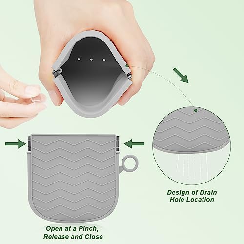 Silicone Retainer Case, Portable Braces Case with Vent Holes, Slim Portable Orthodontic Dental Retainer Box for Women Men Kids Travel, Suitable for Aligner, Denture, Mouth Guard, Grey