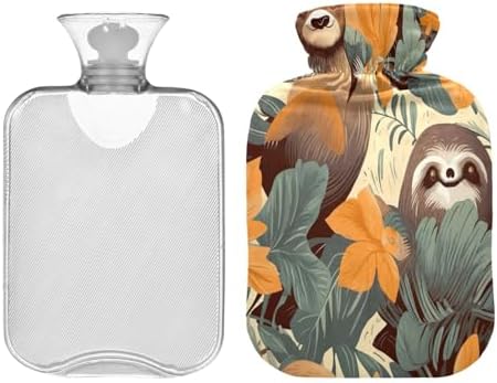 Hot Water Bottle with Cover 2L Warm Water Bottle for Hot and Cold Compress Hot and Cold Therapies,Hand Feet Warmer,Sloth