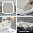 Wall Mounted Shower Seats w/PU Cushion (FSÄ/HSÄ Eligible) Support 550lbs, Adjustable Height Folding Shower Chair Wall Mounted for Elderly-Adults-Pregnants-Seniors-Disabled