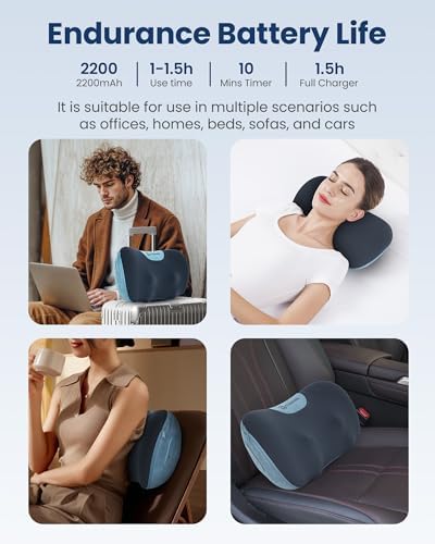 COMFIER Shiatsu Neck and Back Massager with Heat, Neck Massager Pillow with 3D Kneading Deep Tissue, Cordless & Portable, Soothes Muscle Tension at Home, Office, Travel,Mothers Day Gifts for Women
