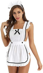 YiZYiF Womens Sexy Maid Uniform Set Lingerie Cosplay Apron Babydoll Dress Outfits