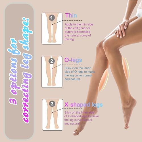 Majurphy Silicone Adhesive Calf Pads, Calf Corrector,Soft Invisible Shaping Calf Straight Leg Patches for Crooked or Thin Skinny Legs 1 Pair, Orange, Medium