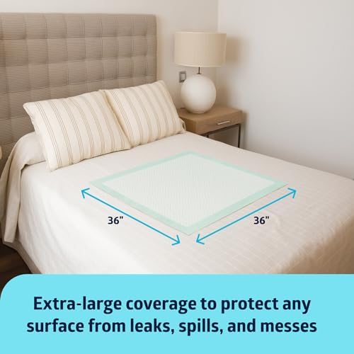 Medline Super Absorbent Underpad, 36" x 36", 50 Count, Extra Large Disposable Incontinence Pads, Protective Bed Pads, Chucks, For Kids, Adults, Elderly, Furniture & Surface Protection Pee Pad