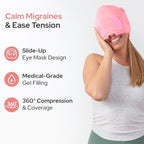 Migraine Relief Cap with Slide-Up Eye Mask - Patent Pending - Headache Relief Hat for Hangover, Stress, Tension - Buttery Soft, Made for Bad Days
