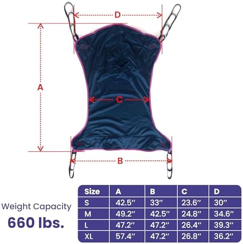 Medacure Full Body Mesh Patient Lift Sling Universal Compatibility - X Large Bariatric Polyester Transfer Sling for Hoyer, ProHeal, Invacare, Drive, and Other Patient Lifters - 57.4" L x 47.2" W