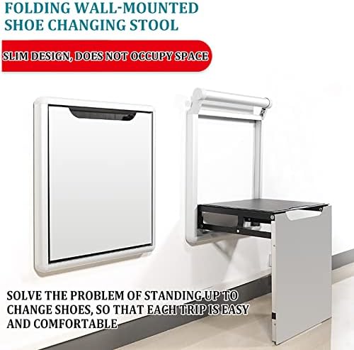 Folding Shower Seat Wall Mounted with Legs - Space-Saving Shoe-Changing Stool/Green