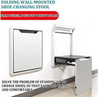 Folding Shower Seat Wall Mounted with Legs - Space-Saving Shoe-Changing Stool/Green