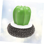 Stainless Steel Kitchen Cleaning Ball Spiral Scrubbers for Cactus Decor Dish Washing Brush Bowl Handle Non-Skid Pot Brush