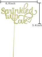 Sprinkled with Love Cake Topper for Baby Shower, Wedding, Birthday Party Decorations Gold Glitter