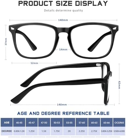 Reading Glasses for Women Men - Blue Light Blocking UV Filter Readers, Anti Eyestrain Eyeglasses