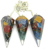 Natural Multi Orgonite Single Crystal Pendulum, Pointed Crystal for Dowser Healing Crystals, Metaphysical Divination Gemstone Pendulum Reiki Feng Shui, Meditation, Gift for Men Women