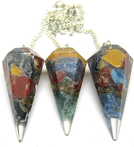 Natural Multi Orgonite Single Crystal Pendulum, Pointed Crystal for Dowser Healing Crystals, Metaphysical Divination Gemstone Pendulum Reiki Feng Shui, Meditation, Gift for Men Women