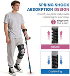 Ergonomic Forearm Crutches Spring Assist Crutches for Adults,Comfortable and Height Adjustable Arm Crutches Forearm with Anti-Slip Base,Walking Crutches with Cuffs, Not a Pair (Pink)