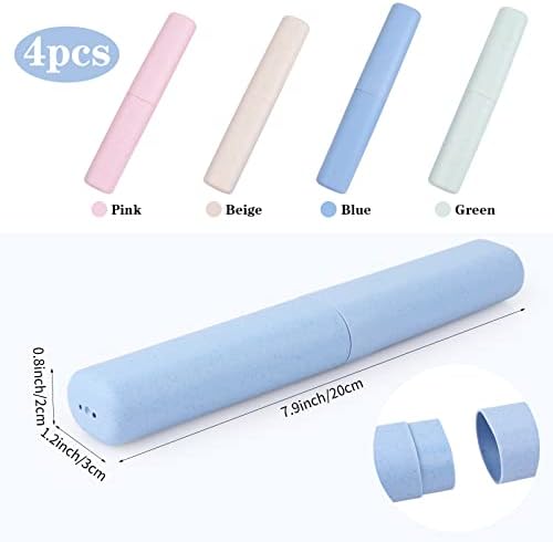 Hooqict 4 Pack Travel Toothbrush Case Portable Travel Toothbrush Holder Plastic Toothbrush Container Protector Cover Case for Traveling, Bathroom, Camping, Home, School, Business
