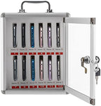 12-Slot Aluminum Phone Storage Cabinet with Lock & Handle, Wall-Mount or Free-Standing Locker for Schools, Offices, Classrooms (Silver)