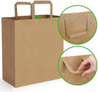BagDream 12x7x17 50Pcs Large Paper Grocery Bags with Handles Kraft Brown Gift Bags for Shopping Retail Merchandise Flat Handles Recycled Takeout/to Go Barrel Sacks