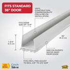 M-D Building Products Vinyl Cinch® U-Shape Door Bottom Seal, Slide-On Weatherstripping Draft Stopper, Easy to Install, Fits 36” x 1-3/4” Doors, Fills 3/8”- 3/4” Gaps, 43336, White
