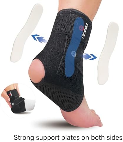 2 Pack Ankle Brace With Side Stabilizers,Ankle Sprain Brace for Men & Women Injury Recovery,Joint Pain Relief,Ankle Support for Running Volleyball Basketball (Medium)