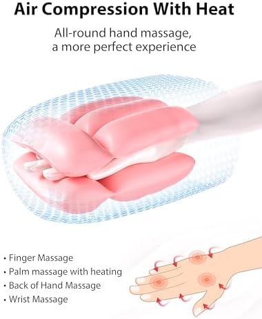 CINCOM Upgraded Hand Massager with Heat & Compression – Cordless & Rechargeable Hand Therapy Equipment for Arthritis and Carpal Tunnel Relief from Wrist to Fingers, Ideal Gift for Mother's Day