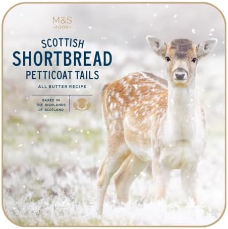 M&S All Butter Scottish Shortbread Petticoat Tails Robin or Fawn, Limited Edition Tin, 360g, 1X Random Tin, Baked in Highlands