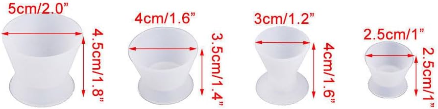 4 Pcs/Set 4 Size DENTAL LAB FLEXIBLE SILICONE DAPPEN DISH MIXING BOWL CUP