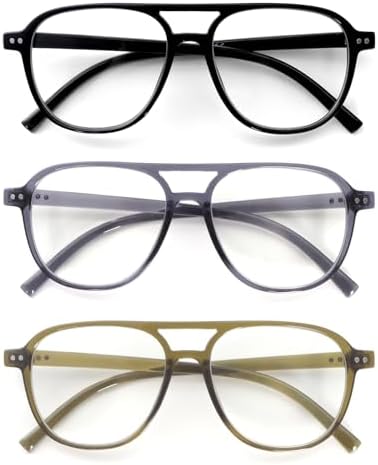 DXYXYO 3 Pack Aviator Reading Glasses for Women Men, Classic Pilot Blue Light Blocking Readers
