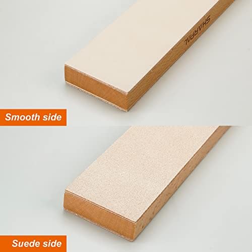 SHARPAL 205H Double-sided Leather Strop (Genuine Cowhide) 13.2" x 2.4" Kit with 2 Oz. Polishing Compound & Angle Guide, Knife Stropping Block for Sharpening & Honing Knives tools, Woodcarving Chisels